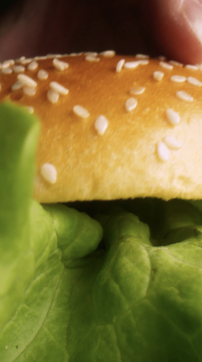 macro hamburger avec pain et salade