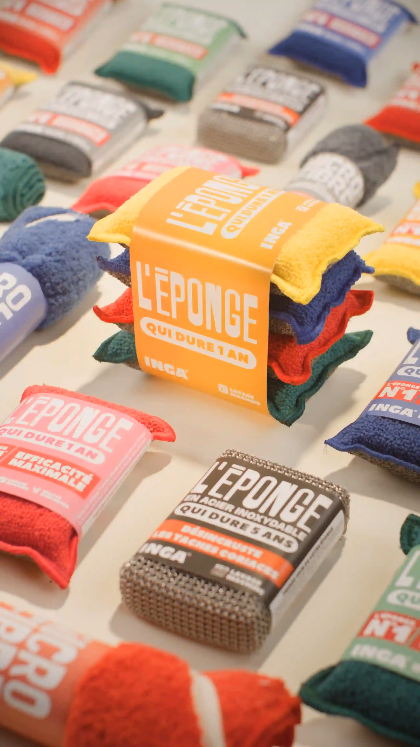 Publicité éponge Inga, marque industrie ménage et alimentaire, vidéo packshot, vidéo food